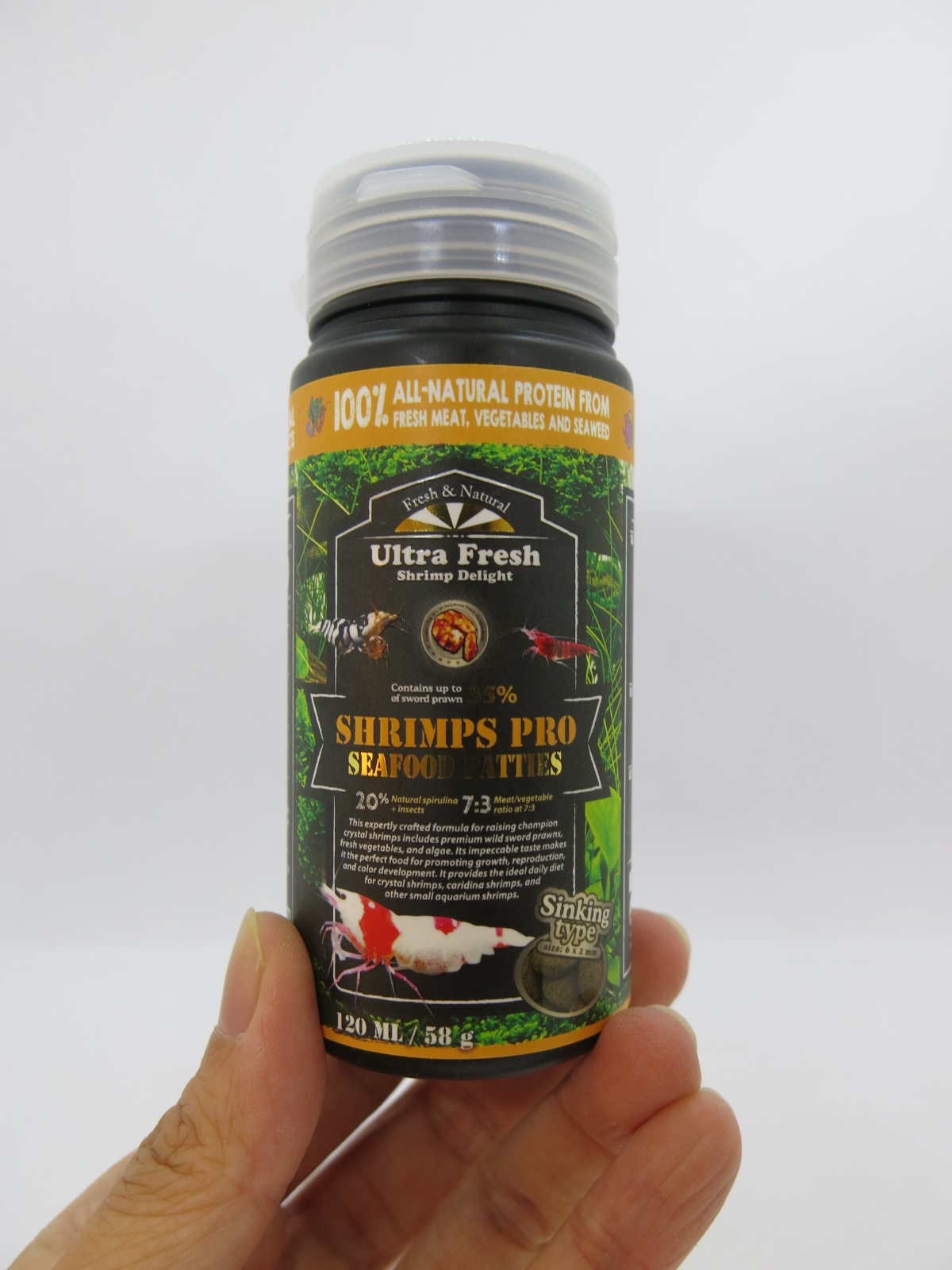 Ultra Fresh Shrimp Pro Food 58g - Red Cherry Crystal Tiger shrimp tropical Aquazona