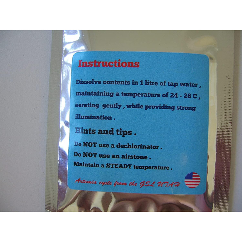 Brine Shrimp Eggs w/Hatching Salt Mix. Artemia . Sachets x 5 . ArtemEasy .