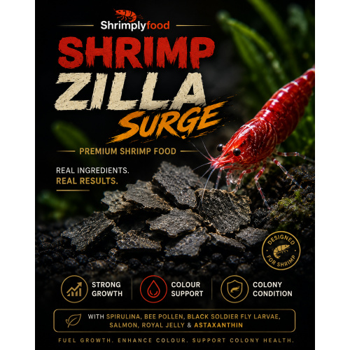 Shrimp Zilla Surge - Premium Highest Quality Shrimp Food. The best sourced ingredients, tailored for optimal health and vitality! 15 grams!