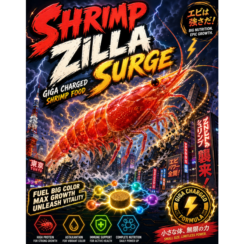 Shrimp Zilla Surge - Premium Highest Quality Shrimp Food. The best sourced ingredients, tailored for optimal health and vitality!